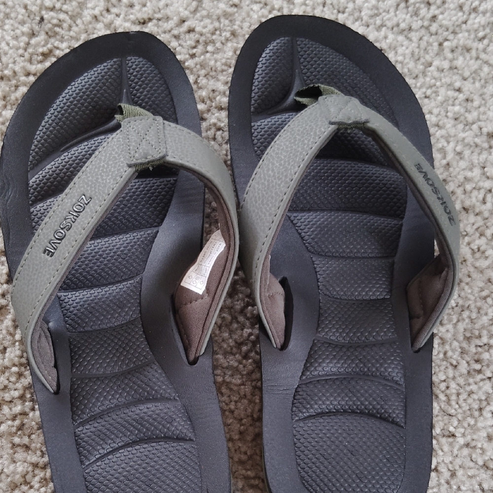 Men's Black and Army Green Flip Flops New